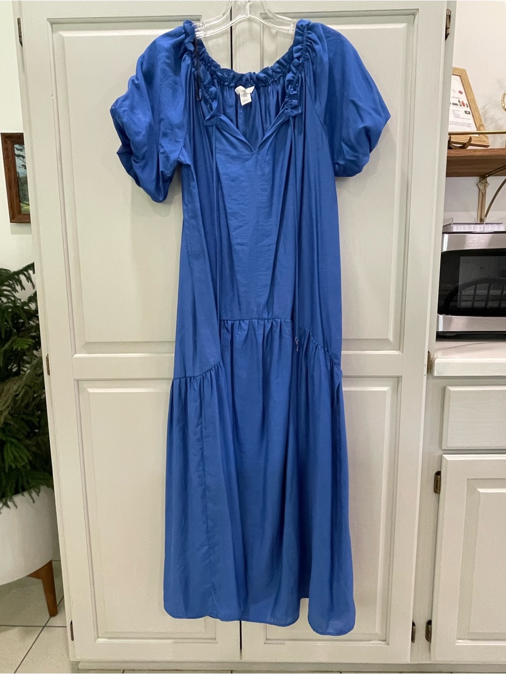 H&M Royal Blue Puff-Sleeve Maxi Dress